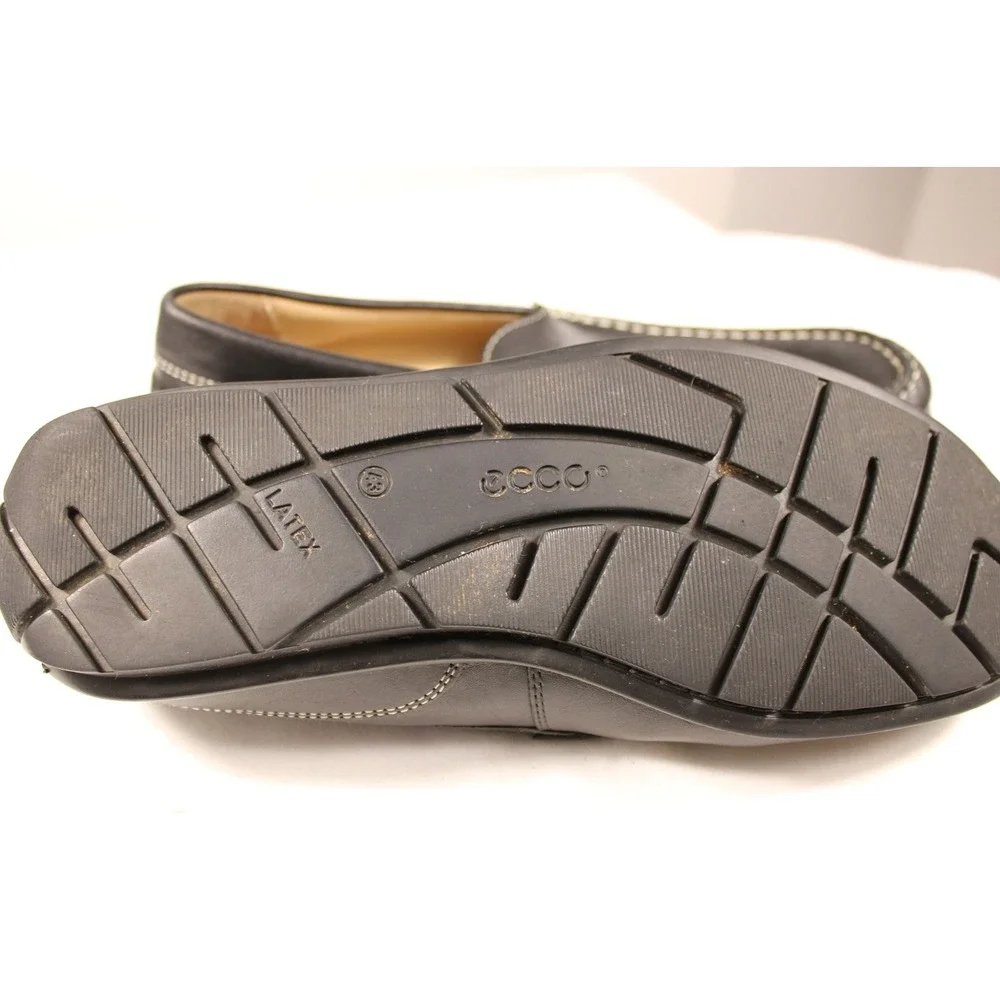 ECCO Mens Driving Loafers Shoes Size US 9.5 EU 43 Black Leather Slip On